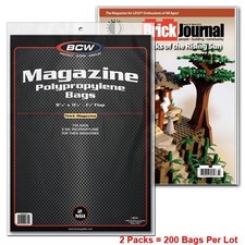 200 BCW THICK Magazine Poly Bags 8 7/8 x 11 Acid Free Archival sleeves covers picture