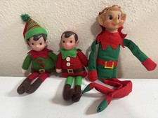 Lot of 3 Christmas Elf Dolls Target 2017 Knee Hugger Shelf Sitter Holiday Decor picture