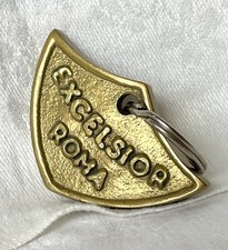 Antique Excelsior Roma Solid Brass Key Fob Chain Room 481 Rome Italy - No Key picture