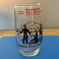 Vintage 1951 Detroit 250th Birthday Glass Detroits First Baseball Park Tumbler picture