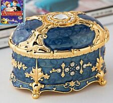 SANKYO BLUE TIN ALLOY VINTAGE  MUSIC BOX :  ONCE UPON A DECEMBER picture