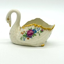 Lenox Porcelain Swan Figurine With Floral Design & Gold Trim - Made In USA picture
