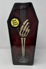 Skeleton Hand with Glass Flute in Coffin Box-For Parts Or Repair-See Description picture