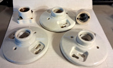 LEVITON 3 Medium Base One-Piece PORCELAIN LAMPHOLDER'S + 2 SMALLER SOCKETS picture