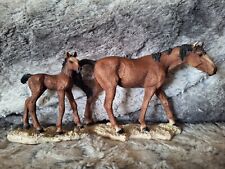 Castagna Horse Resin Figurine Brown w/Black And Foal Made in Italy  picture