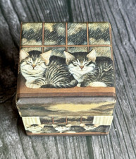 Vintage Bob's 1 Box Cat Tabby Kittens Folk Art Cottagecore Decor picture