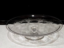 Dorflinger Glass HAWTHORN Etch Compote Low Tazza American Brilliant Period ABP picture