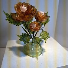 Mid Century Lucite Flower Arrangement Sculpture Amber and Green picture