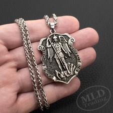 Large Saint St Michael Shield Pendant Necklace – Limited Edition Collectible picture