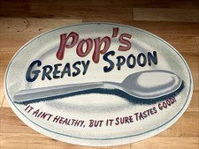 Pop's Greasy Spoon Vintaged Oval Heavy Metal Sign 16