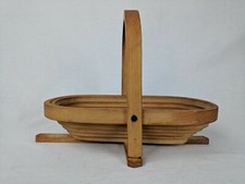 VTG & VERY UNIQUE COLLAPSIBLE HAND MADE WOODEN BASKET 