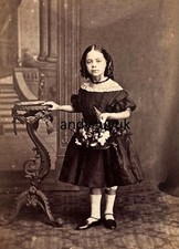 FINE CDV GIRL OFF SHOULDER DRESS RINGLETS HAIR EPPING O'DELL ANTIQUE PHOTO picture