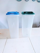 VTG Set of 2 Tupperware Cereal Keeper Store N Pour Containers Blue Green Flip picture