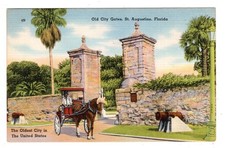 Old City Gates Horse and Buggy St Augustine Florida Postcard FL picture