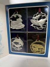 vintage Lindsay Claire Designs Fine Pewter marine animal ornament set Of 4 Nib picture