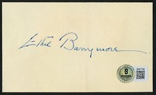 Ethel Barrymore d1959 signed autograph 3x5 Cut American Actress BAS Stickered picture