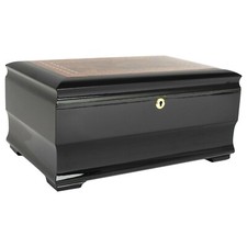 Humidor Supreme Malta Cigar Humidor Wood Box, Piano Black & Walnut Burl Wood picture