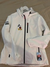 Disney Parks Helly Hansen White Mickey Mouse Hooded Waterproof Jacket Unisex 2XL picture