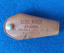 Vintage Bakersfield CA Gene Winer Cadillac Keychain ~Auto Car Dealer Leather Fob picture