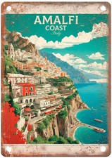 Vintage Amalfi Coast Italy Retro Look Travel Poster Metal Sign T3180 picture