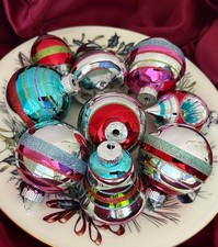 Christopher Radko Shiny Brite CHRISTMAS ORNAMENTS 9 Indents, Bells, Teardrops picture