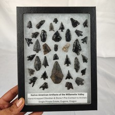 Native American Artifacts Arrowheads Obsidian Oregon Pre-contact Display E2 picture