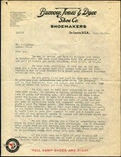 ST.LOUIS, MO ~ Burrow, Jones & Dyer Shoe Co. Vamp Shoes ~ Illus. Letterhead 1910 picture