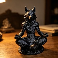 Gothic Werewolf & Little Wolf Statue Dark Fantasy Wolf Totem for Shelf Display picture