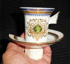 VINTAGE GOLD OVERLAY NIGHT LIGHT PORCELAIN CUP & SAUCER VICTORIAN DESIGN NR picture