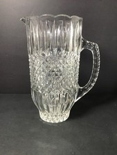 Lead Crystal Pitcher Diamond Cut Pattern 8 1/4