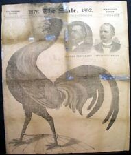 GROVER CLEVELAND Presidential Election Victory ROOSTER Print 1892 Newspaper picture