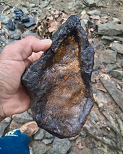 Large Rough Dark Stone Rock Specimen with Rusty Interior Natural Mineral Sample picture
