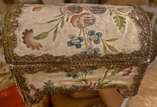 Box Covered with Antique Brocade, Silk and Gold Metallic Trim ZZ997 picture