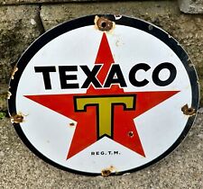 VINTAGE TEXACO TEXAS COMPANY PORCELAIN SIGN PUMP PLATE GAS STATION OIL SERVICE picture