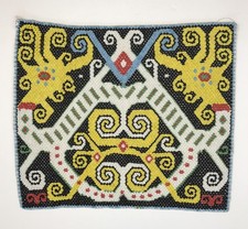 Vintage Dayak Beaded Baby Carrier Panel Borneo Glass Seed Beads 14