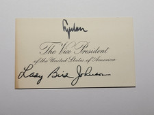President Lyndon and Lady Bird Johnson DUAL HAND SIGNED VICE PRESIDENTIAL CARD picture