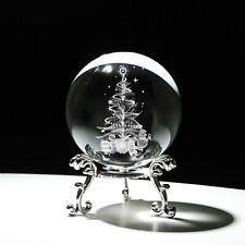 60MM 3D Laser Engraved Crystal Ball Glass Inner Carved Sphere Free Stand Gift picture