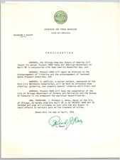 Mayor (Chicago) Richard J. Daley Hand Signed Proclamation Dated April 1, 1975 picture