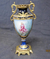 Sevres Style Antique French Hand Painted Porcelain Bronze Signed 8