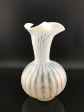 Fenton Art Glass Opalescent Rib Optic Vase/Hand Blown Glass picture