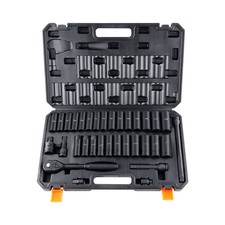 33-Piece Drive Impact Socket Set Ratcheting Cr-V Steel Case picture