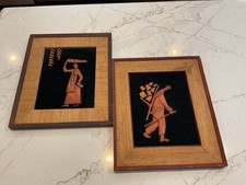 A Set Of Vintage Marquetry Wood Wall Art picture