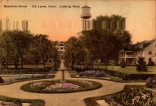 RARE-PRE-1915 OLD LYME POSTCARD-BOXWOOD MANOR LOOKING WEST HAND COLORED BK87 picture