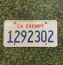 California Exempt License Plate. CHP Police Fire State City Owned. CA Exempt. picture