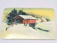 Smith-Western Vintage Sealed Christmas Post Card Winter Covered Bridge  USA picture