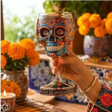 Jose Cuervo Skull Beer & Wine Cup Set Novelty Purple Halloween Skull Goblet picture