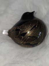 Rare Signed Isle of Wight Azurene Black Micro Glass Bird  - Signed MH 1.25x1.62 picture