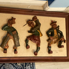 Framed 3D Effect Wood Wall Plaque People Theme Vertical Rectangle Brown Beige picture