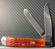 Case XX #6254 SS Pocket Worn Old Red Bone Corn Cob Jig Trapper Pocketknife picture