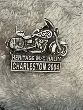 Vintage 2004 Heritage Motorcycle Rally Charleston Harley Biker Bike Pewter Pin picture